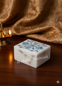 Marble Jewelry <b>Storage</b> <b>Box</b> Floral Pattern Rectangular Handcrafted with Durable Inlay Design Natural Spot-Best Piece - Product Image 3
