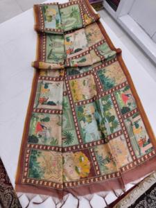 Ropa de boda de diseñador de calidad Premium, tendencia exclusiva, sensación suave y bonita, seda Dhanwari con estampados Pichwai, saris - Product Image 6