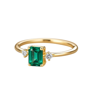 14K Solid Gold <b>Ring</b> with <b>Emerald</b> Gemstone and Natural Diamond Jewellery Manufacture - Product Image 1