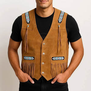 Gilet en cuir de cowboy pour homme de haute qualité à bas prix Nouveau design Prix bas Respirant Gilet en cuir de cowboy pour homme - Product Image 3