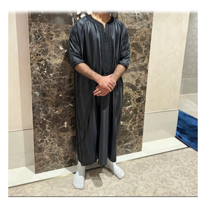 Robe Jubba pour hommes musulmans Vêtements de style marocain Broderie Thobe à manches courtes à vendre - Product Image 2