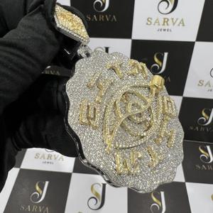 Collier pendentif en moissanite de luxe VVS, argent sterling 925, plaqué or sur mesure, pendentifs fins, breloques, certifié IGI, passe le test du diamant - Product Image 2