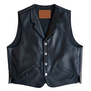 Gilet et gilet vintage grande taille pour homme Design unique cuir sans manches hiver gilet de moto chauffant poches avant - Product Image 1