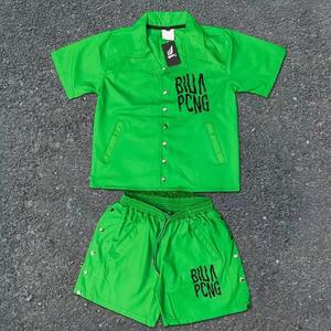 Conjunto de 2 piezas de pantalones cortos de verano con logotipo personalizado al por mayor, conjunto de pantalones cortos para hombre, ropa transpirable, conjunto de pantalones cortos y Camisa estampada - Product Image 6