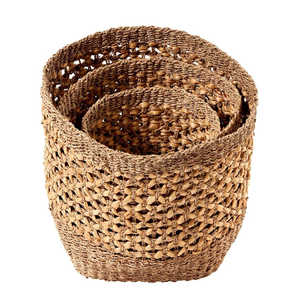 Water Hyacinth Woven <b>Basket</b> Set Handmade Open <b>Weave</b> Natural Storage <b>Baskets</b> Nesting Hyacinth Organizer Decorative Home Decor - Product Image 1
