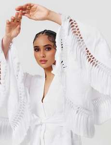 Haute qualité femmes Offre Spéciale brodé ukrainien longue robe Floral ballon manches col en v gland tenue de club Ukraine robe ethnique - Product Image 5