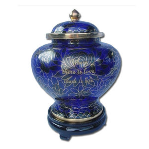 Urne de crémation en aluminium revêtu d'émail de feuille rouge, urne funérailles de qualité supérieure, cendres humaines, meilleure vente, urne artisanale - Product Image 6