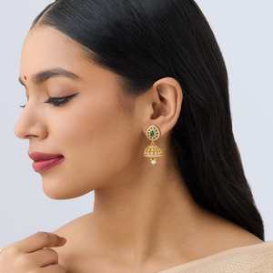 Boucles d'oreilles pendantes en argent 163768 plaqué or avec perle d'eau douce et pendentif en or blanc en forme de fleur sertie de diamants pour mariages - Product Image 2