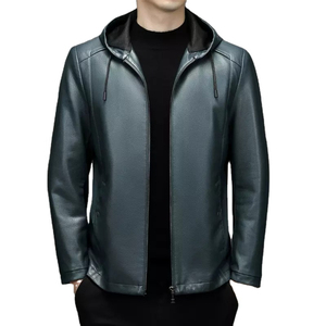 Blouson de moto en cuir et toile pour homme, avec revêtement frontal, col montant, confortable, le plus vendu, service OEM, vente directe d'usine, personnalisable - Product Image 4