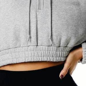 Sudadera con capucha y cremallera de forro polar para mujer, de manga larga, estilo crop top, con cordón, personalizada, de peso pesado, al por mayor - Product Image 6