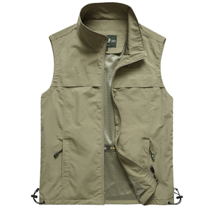 Gilet sans manches à col montant pour hommes, veste de pêche en plein air pour le printemps, l'été avec doublure en maille, logo personnalisé - Product Image 5