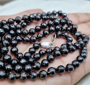 Collar de cuentas facetadas de moissanita negra personalizable de 8mm, grado AAA, excelente corte, estilo Hip Hop, joyería personalizada - Product Image 3