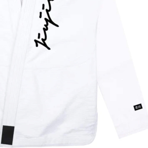 Kimono de Artes Marciales Blanco, Chaqueta de Lucha Libre con Parche de Hombro Negro en Contraste, Bordado Personalizado, Conjuntos de Top de Entrenamiento Elástico para Hombre - Product Image 6