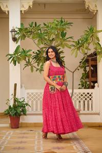 Designer Gamathi Work Navratri Gown Full Flair 12 Meter Garba & Dandiya Night Outfit Indian Festival Traditional Dress for Women - Product Image 4