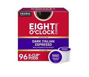 Cápsulas de Café Eight O'Clock, Tueste Italiano Oscuro, Compatibles con Keurig K-Cup, Tueste Medio, 96 Unidades - Product Image 1