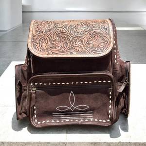 Sac à dos vintage en cuir de vachette véritable pour femmes première couche grande capacité Design gaufré étanche meilleure qualité ordinateur - Product Image 3