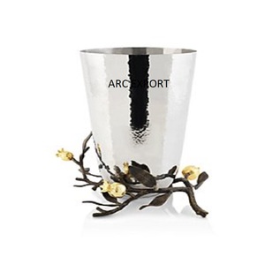 Florero Último diseñador Plata Aluminio Fundido Único Metal Estándar Hoja de alambre Decoración de mesa Diseño Suministros modernos - Product Image 2