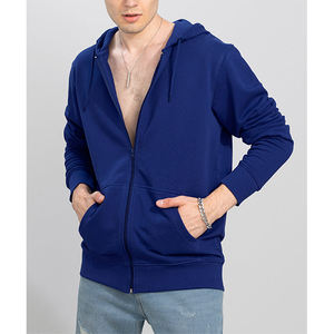 Vestes en molleton à fermeture éclair unisexes et unies faites sur mesure par les fabricants de vêtements en vrac du Pakistan pour l'hiver Polyester/coton - Product Image 3