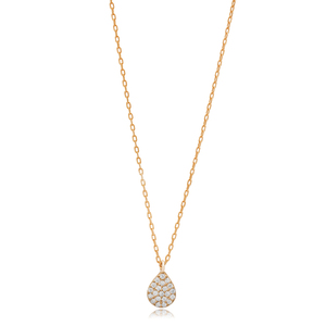 Claro circón piedra pera gota diseño minimalista encanto collar venta al por Mayor turco 925 plata esterlina mujeres joyería - Product Image 5