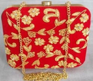 Bolso de Mano para Dama, Estilo Art Deco, Hecho a Mano, Color Granate, Material de Tela de Alta Calidad, Artesanía en Mármol de Agra - Product Image 3