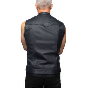 <b>Plus</b> <b>Size</b> Men's Casual Leather Vest Fashionable Cowhide <b>Waistcoat</b> Cotton Custom OEM ODM Sleeveless Motorbike Leather <b>Waistcoat</b> - Product Image 4