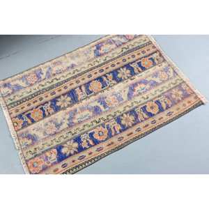 Scandi-สีฟ้าพรมขนสัตว์ตุรกีวินเทจ220x310ซม. พื้นที่ขนาดใหญ่สี่เหลี่ยมผืนผ้าห้องโถงเย็บปะติดปะต่อกันน้ำยางออกแบบนามธรรมสำหรับทางเดิน - Product Image 2