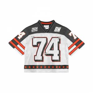 Maillot de football vierge en maille, maillot de football américain uni, hip-hop, entraînement sportif, t-shirt de football pour adultes/jeunes - Product Image 4