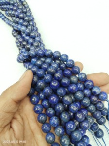 Perles de cristal bleu lapis-lazuli naturelles, rondes et lisses, pour la fabrication de bracelets - Matériaux de bijouterie de qualité supérieure AAA - Product Image 4