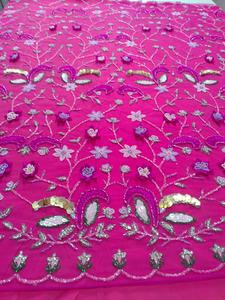 Tissu en dentelle de tulle 3D, motif batik, broderie, 100% acrylique, anti-boulochage, poids lourd, pour robes - Product Image 4