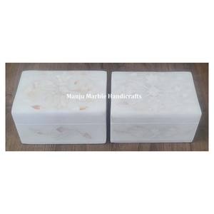 Caja de incrustaciones de mármol de arte hecho a mano de concha de mar de flor de diseño Natural con Material de nácar para almacenamiento de joyas colección de regalos - Product Image 2