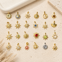 Pendentifs personnalisés en émail avec pierres rouges, motifs étoile, lune et soleil, pour couples, en laiton, pour colliers DIY, vente en gros