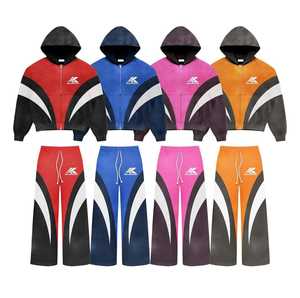 เสื้อสเวตเตอร์แบบมีฮู้ดและซักด้วยหินชุดกางเกงวิ่งแบบมีฮู้ดสำหรับผู้ชายและผู้หญิงชุดวิ่งออกกำลังกายแบบแอคซิดสไตล์ทันสมัย | แฟชั่น - Product Image 3