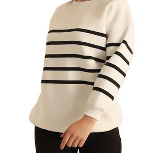 Sweat-shirt décontracté classique à manches longues en coton 100% pour femme avec logo personnalisé, coupe ample, couleur unie, col rond, coupe ample, lavage décontracté - Product Image 1