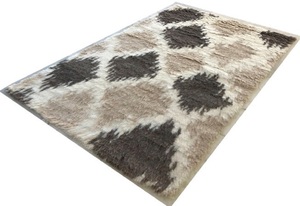 Tapis marocain rectangulaire épais à poils longs noué à la main, 100 % laine naturelle non teinte, écologique, abstrait, directement de l'usine - Product Image 4