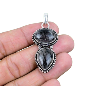 925จี้เงินแท้ทำด้วยมือสีดำรูไทล์สปินเนอร์เครื่องประดับดีไซเนอร์แฟชั่นคุณภาพสูงชุบทองของขวัญแต่งงานอินเทรนด์ - Product Image 1