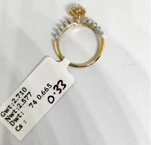 Bague de fiançailles et de mariage en or jaune 14 carats avec diamant naturel taille brillant solitaire JC Diamond LR6, plaquée rhodium, certifiée IGI - Product Image 1