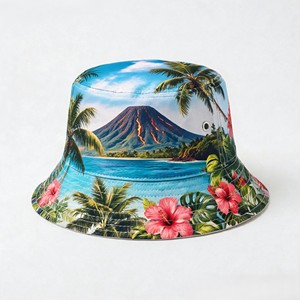 Casquette Bob Personnalisée Impression Numérique Intégrale Plage Tropicale Surf Plage Ambiance Estivale Casquette de Pêcheur OEM ODM Faible MOQ Haute Qualité Fabrication - Product Image 5