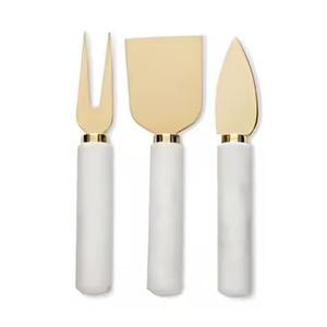 Meilleur couteau et fourchette à fromage en acier inoxydable en métal ensemble de couverts manche en rotin maison hôtel et restaurant servant du fromage - Product Image 5