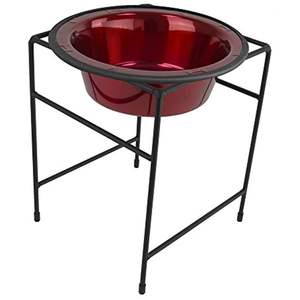 Comedero de metal de lujo para mascotas con marco curvo decorativo y cuencos pulidos de plata ideales para entornos domésticos de alta gama - Product Image 1