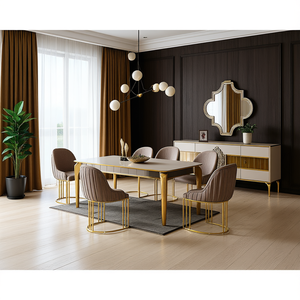 Mesa de Comedor Istanbul de 190 cm con Tapa de Vidrio Templado y Patas de Metal, Estilo Clásico Moderno, Estable para Interiores Elegantes - Product Image 3