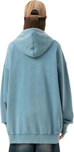 Sweat à capuche décontracté surdimensionné délavé à l'acide, sweat à capuche surdimensionné délavé à l'acide, sweat à capuche à fermeture éclair délavé à l'acide, imprimé poudre, pour homme - Product Image 5