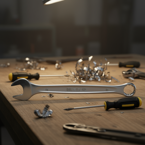 Chiave Combinata Cromata con Estremità Aperta e Anello Piegato - Product Image 3