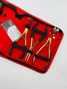 Kit de herramientas de extensión de cabello chapado en oro multifuncional al por mayor aguja de hilo de acero inoxidable de grado quirúrgico y alicates de cinta - Product Image 4