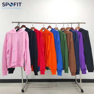 Sudaderas con capucha de invierno de algodón 100% de gran tamaño teñido liso logotipo personalizado impresión personalizada estilo Hip Hop Streetwear hombro caído - Product Image 1