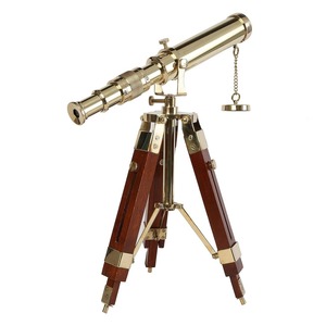 Telescopio de Latón Antiguo con Trípode de Madera, Estilo Náutico Vintage para Escritorio - Product Image 3