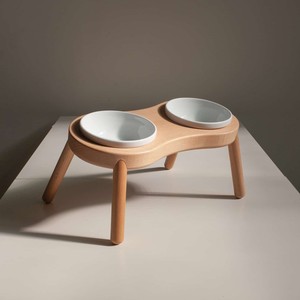 Support double surélevé en bois pour gamelles pour chiens et chats nourris avec bols en bois - Product Image 5