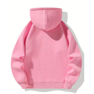 Sweat à capuche unisexe décontracté en coton rose pâle coupe-vent en sergé pour l'hiver, coupe sportive régulière, idéal pour la gym et le quotidien - Product Image 2