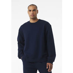 <b>Navy</b> Blue Custom Design Long Sleeve DTG Print Sweatshirt Print Heavyweight Baggy Jumper Drop Shoulder Crew Neck Sweatshirt - Product Image 1