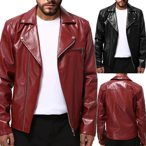 Nouvelle arrivée 2026 Veste en cuir décontractée grande taille pour homme Style moto tendance Hiver Vêtement d'extérieur pour jeunes Col montant Patchwork - Product Image 2