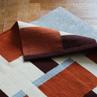 Moderner Geometrischer Teppich Rechteckig Wolle Acryl Flachgewebe Rutschfeste Gummiunterseite für Wohnzimmer